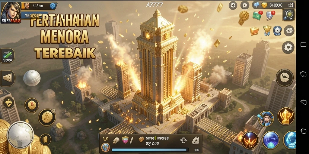 Gameplay A7777 yang menegangkan dalam pertahanan menara.