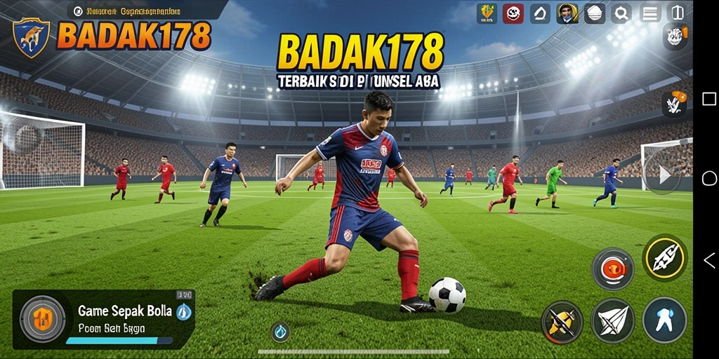 Tampilan gameplay seru dalam BADAK178 dengan aksi sepak bola yang mendebarkan.