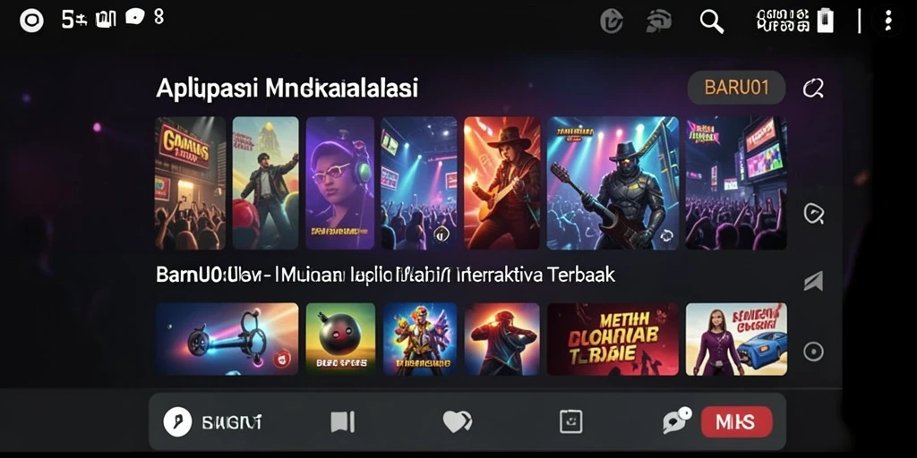 Screenshot BARU01 menampilkan antarmuka aplikasi dengan pilihan lagu interaktif.