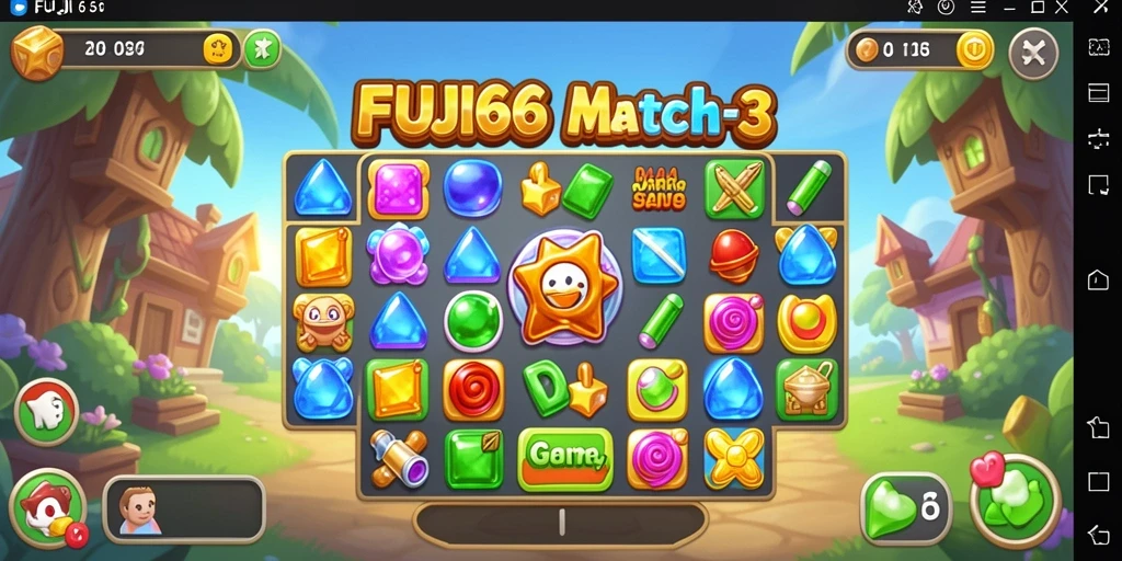 Tampilan gameplay menarik dari FUJI66 dengan elemen Match-3.