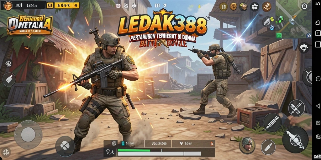 Tampilan gameplay seru dalam pertarungan Battle Royale di LEDAK388.