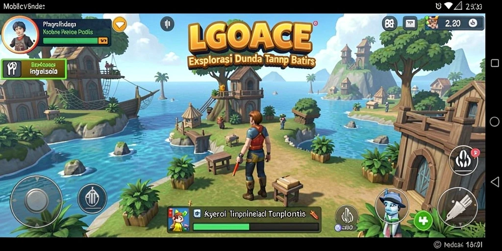 Screenshot gameplay LGOACE menampilkan eksplorasi dunia terbuka.