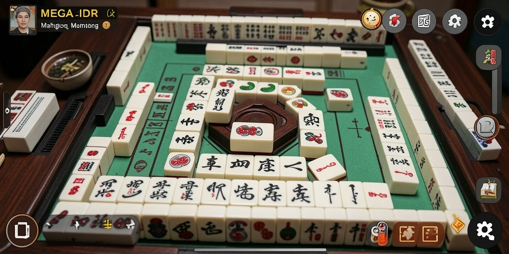 Tampilan gameplay seru MEGAIDR dengan papan Mahjong yang menantang.