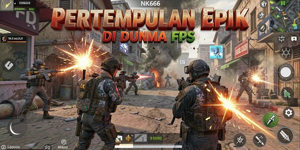 Tampilan seru gameplay NK666 dengan aksi pertempuran FPS mendebarkan.