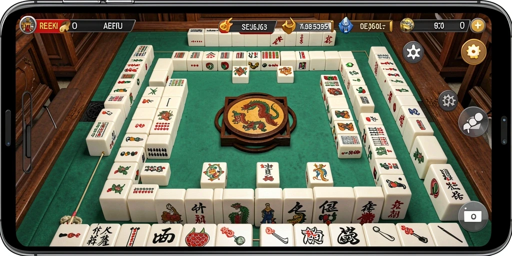 Tampilan seru dari gameplay REJEKI Mahjong yang menantang.