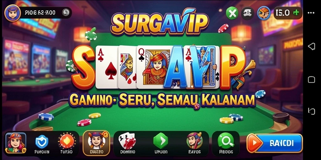 Tampilan gameplay SERU dari SURGAVIP saat bermain Domino.